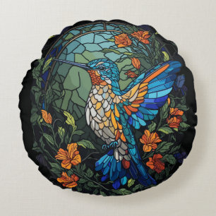 Flying Humming Bird farbenfroh gesteinigtes Glas Rundes Kissen