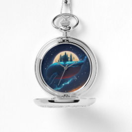Flying Humpback Whale Moonlight Sea Starry Forests Armbanduhr
