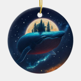 Flying Humpback Whale Moonlight Sea Starry Forests Keramik Ornament