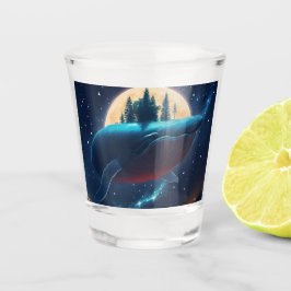 Flying Humpback Whale Moonlight Sea Starry Forests Schnapsglas