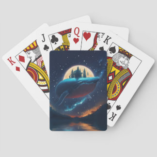 Flying Humpback Whale Moonlight Sea Starry Forests Spielkarten