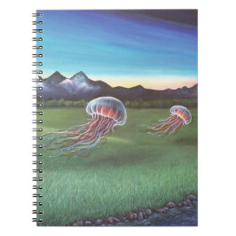 Flying Jellyfish Mountain Landscape Notebook Notizblock