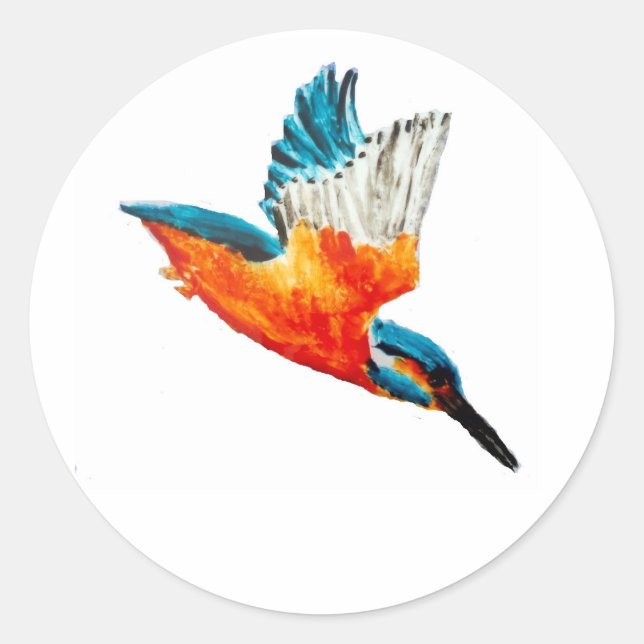 Flying Kingfisher Runder Aufkleber (Vorderseite)