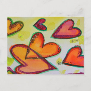 Flying Laugh Hearts Postkarte