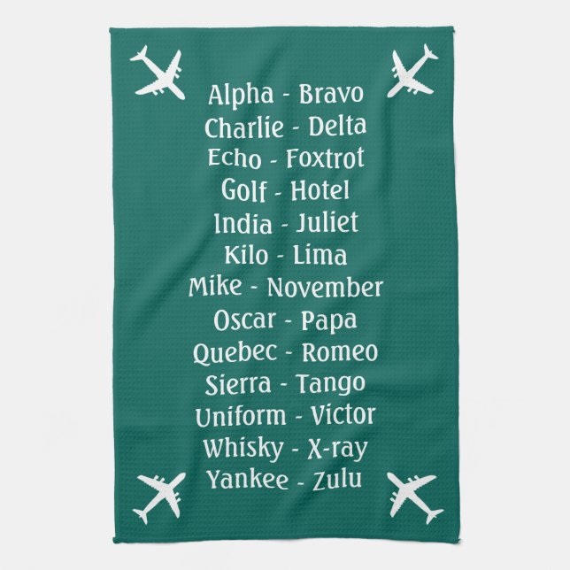 Flying Lesson Phonetic Alphabet Aero Flugzeug Spot Küchentuch (Vertikal)
