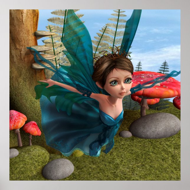 Flying Little Fairy Butterfly Poster (Vorne)