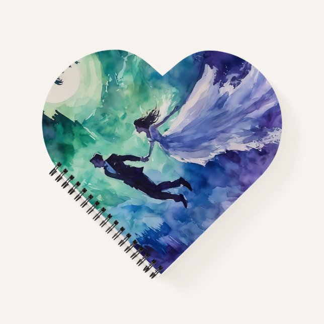 Flying Lovers - Aquarellmalerei Notizbuch (Vorderseite)