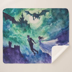 Flying Lovers - Aquarellmalerei Sherpadecke