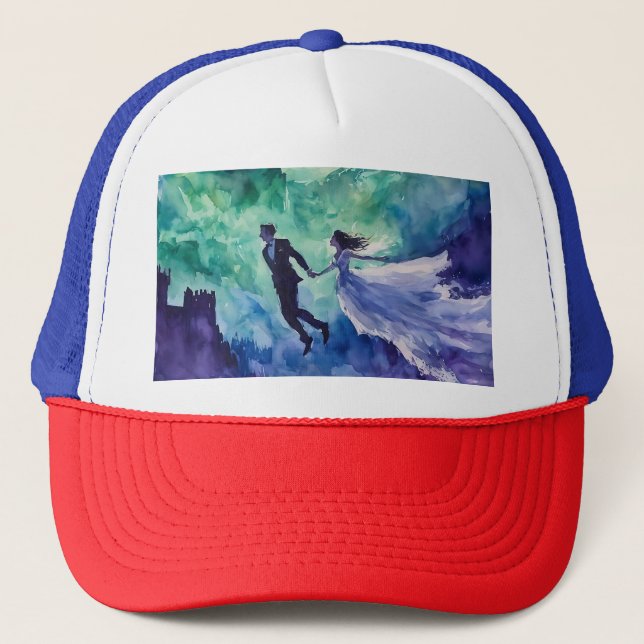 Flying Lovers - Aquarellmalerei Truckerkappe (Vorderseite)