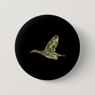 Flying Mallard Duck Camouflage Camouflage Ente Jag Button