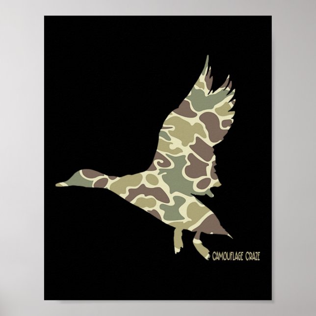 Flying Mallard Duck Camouflage Camouflage Ente Jag Poster (Vorne)
