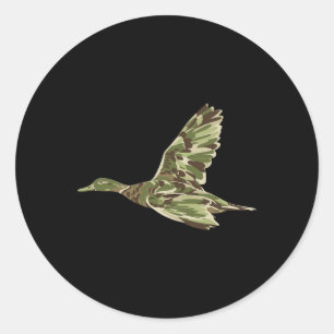 Flying Mallard Duck Camouflage Camouflage Ente Jag Runder Aufkleber