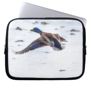Flying Mallard Duck Drake 15 Wildlife Foto Laptopschutzhülle