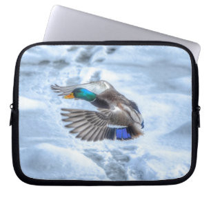 Flying Mallard Duck Drake 3 Wildlife Foto Laptopschutzhülle