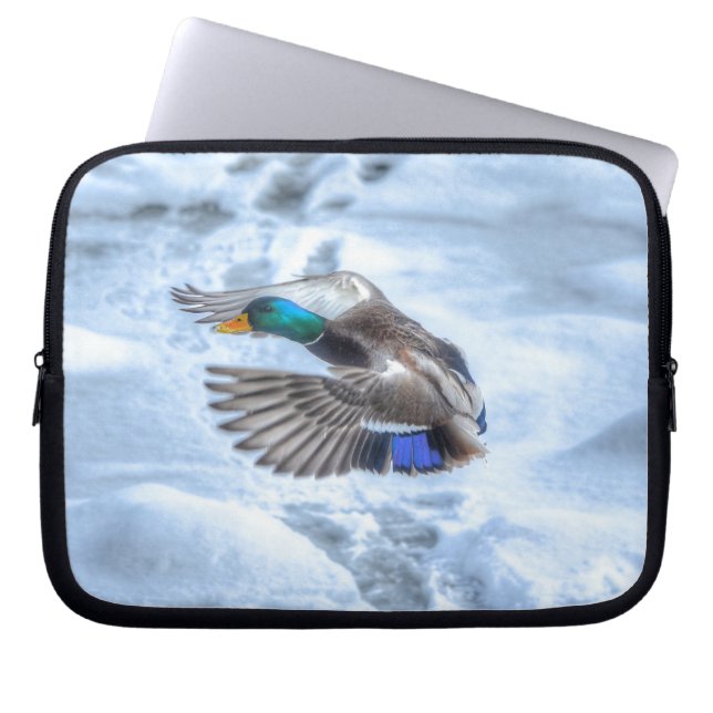 Flying Mallard Duck Drake 3 Wildlife Foto Laptopschutzhülle (Vorderseite)