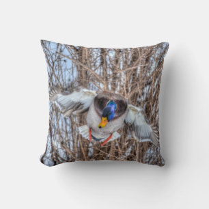 Flying Mallard Duck Drake Wildlife Foto Kissen