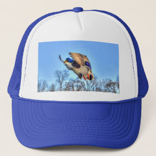 Flying Mallard Duck Drake Wildlife Foto Truckerkappe