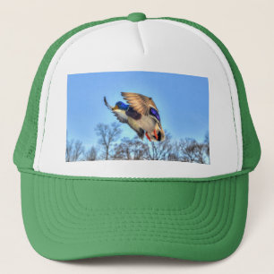 Flying Mallard Duck Drake Wildlife Foto Truckerkappe