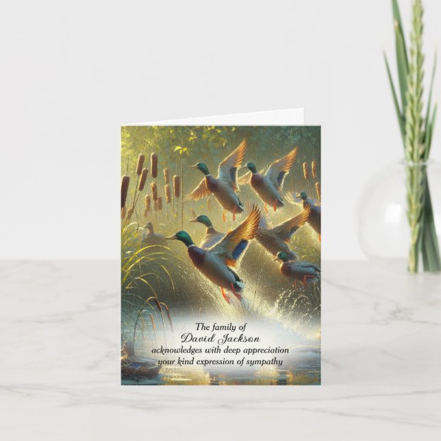 Flying Mallard Ducks Beileid Vielen Dank Dankeskarte (Vorderseite)