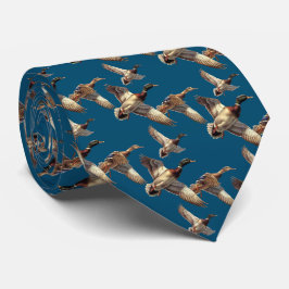 Flying Mallard Encks on Blue Krawatte