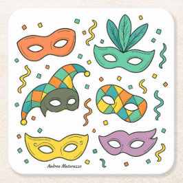 Flying Masks Rechteckiger Pappuntersetzer