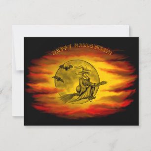 Flying mit schwarzer Katze , halloween night