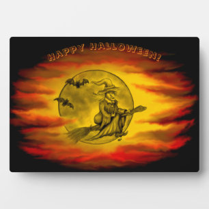 Flying mit schwarzer Katze , halloween night Fotoplatte