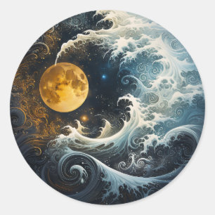 Flying Moon Yin Yang Martial Arts Runder Aufkleber