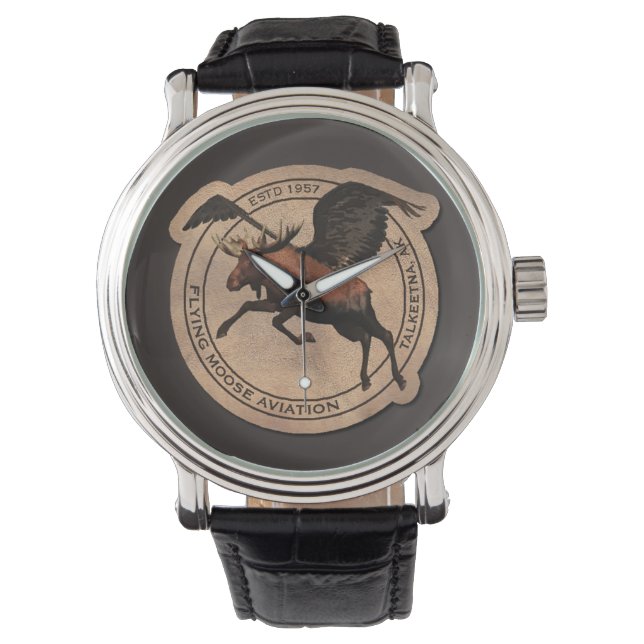 Flying Moose Aviation Patch Armbanduhr (Vorderseite)