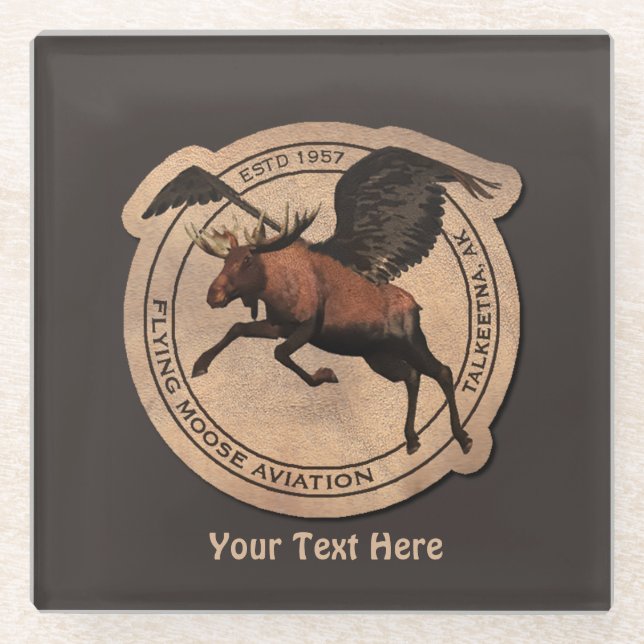 Flying Moose Aviation Patch Glasuntersetzer (Vorderseite)