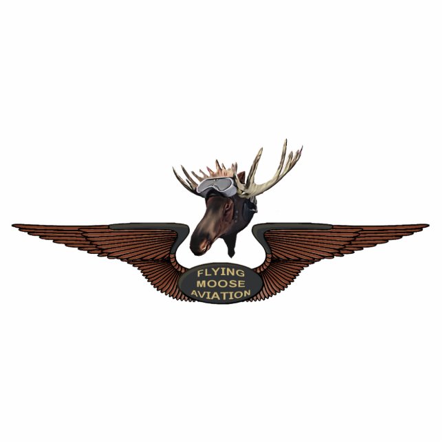 Flying Moose Bush Pilot Wings Fotoskulptur Magnet (Vorne)