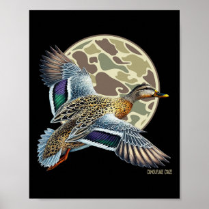 Flying Mottling Duck Camouflage Camouflage Duck Ja Poster