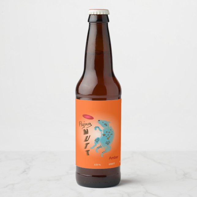 Flying Mutt, Name und Stil Bierflaschenetikett (Vorderseite)