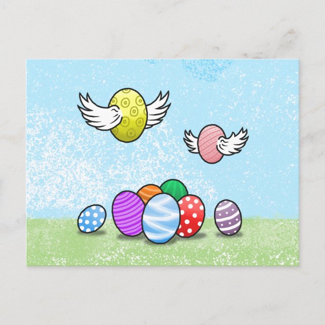 Flying Oaster Eggs Feiertagspostkarte (Vorderseite)