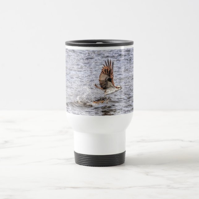 Flying Osprey & Fish HDR Wildlife Foto Geschenk Reisebecher (Mittel)