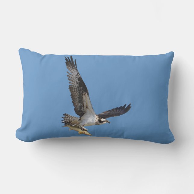 Flying Osprey & Fish Wildlife Fotogray Lendenkissen (Vorderseite)