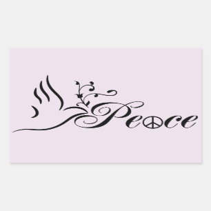 Flying Peace Dove Olive Branch Blue Hintergrund Rechteckiger Aufkleber