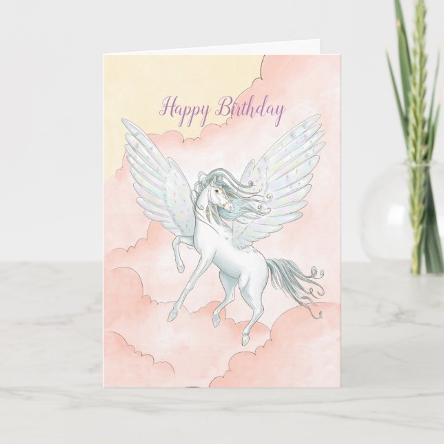 Flying Pegasus Birthday Karte (Vorderseite)