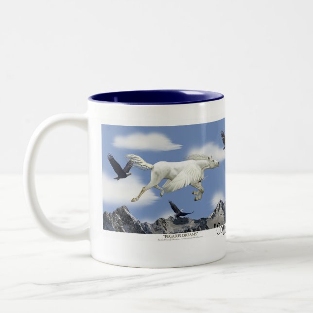 FLYING PEGASUS & EAGLES Fantasy Art Tasse (Links)