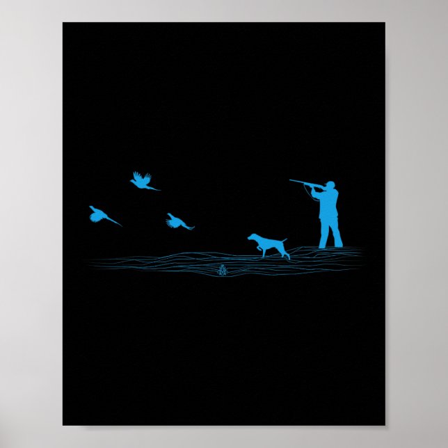 Flying Pheasant Graphic Upland Bird Hunter Hun Hun Poster (Vorne)