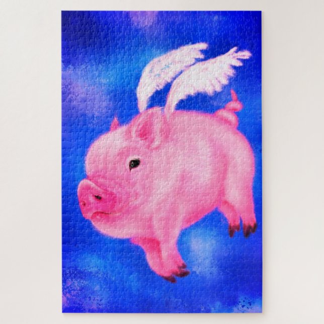 Flying Pig Angel Jigsaw Puzzle Peinture amusant (Vertical)