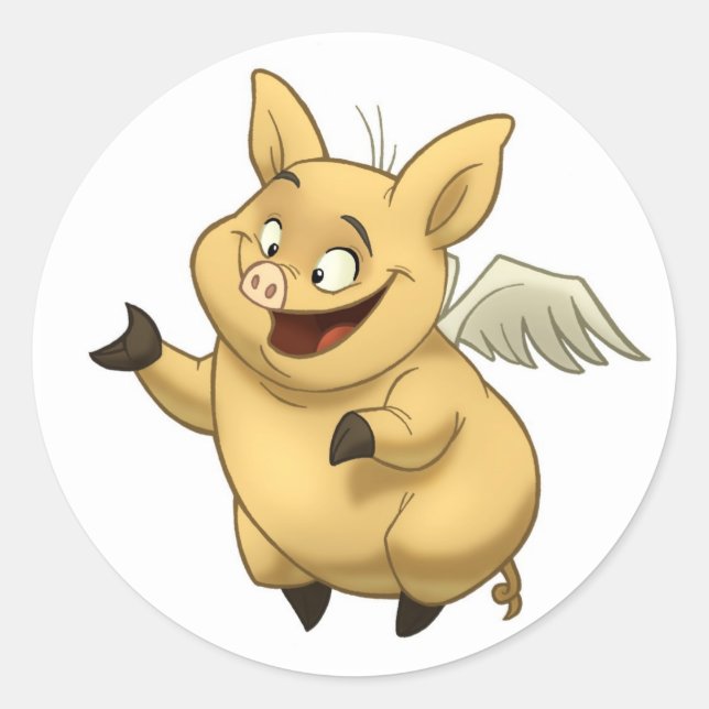 Flying Pig-Aufkleber Runder Aufkleber (Vorderseite)