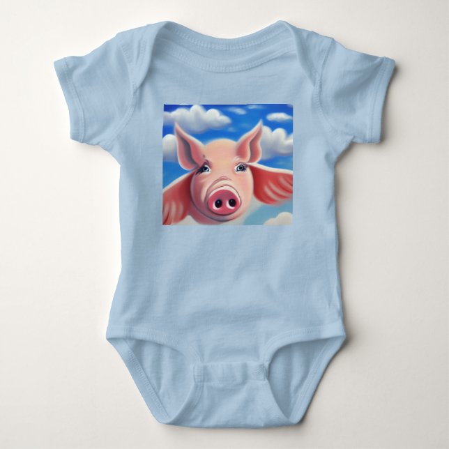 Flying Pig Baby Strampler (Vorderseite)