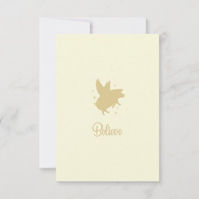 Flying Pig Believe Flat Note Card Mitteilungskarte (Vorderseite)