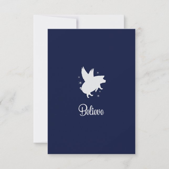 Flying Pig Believe Flat Note Card Mitteilungskarte (Vorderseite)
