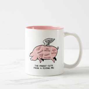 Flying Pig Cut Diagramm Zweifarbige Tasse