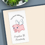 Flying Pig - Cute Piglet with Wings Bookplate<br><div class="desc">Vector illustration of an adorable flying pig with angel-like wings soaring in the sky.</div>