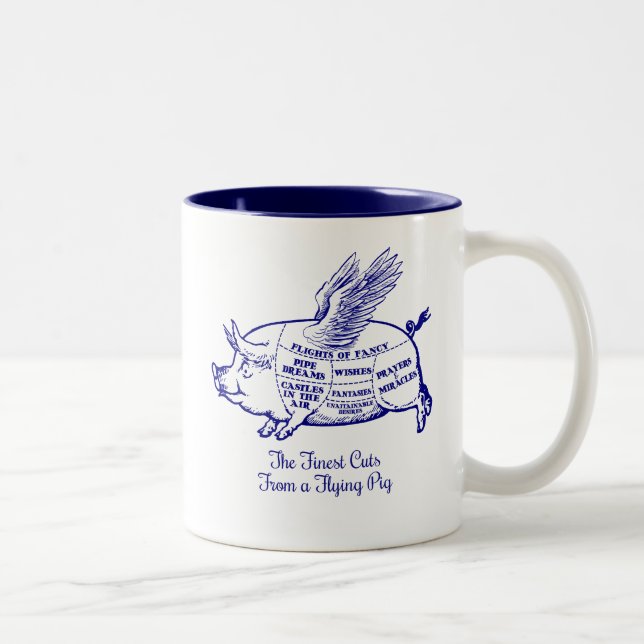 Flying Pig Cuts Zweifarbige Tasse (Rechts)