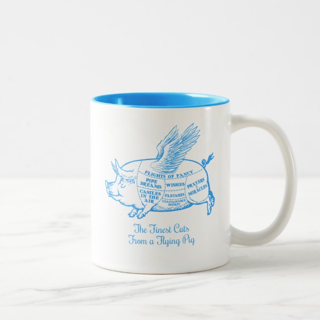 Flying Pig Cuts Zweifarbige Tasse (Rechts)