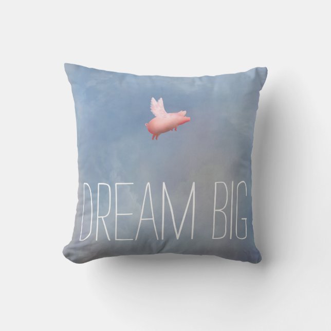 Flying Pig Dream Big Coussin (Recto)